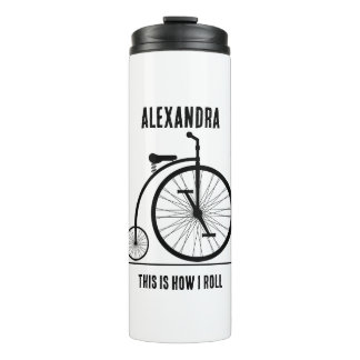 Funny Retro Fahrrad personalisiert für Radfahrer Thermosbecher