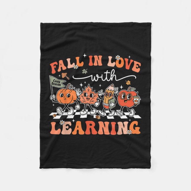 Funny Retro Fall in Liebe mit Learning Pumpkin Tee Fleecedecke (Vorderseite)