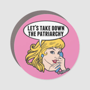 Funny Retro Feminist Pop Art Anti Patriarchat Pink Auto Magnet