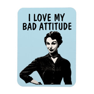 FUNNY RETRO FRAU 'LIEBE MEIN SCHLECHTER ATTITUDE'  MAGNET