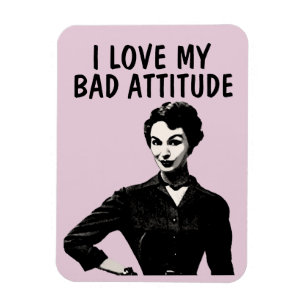 FUNNY RETRO FRAU 'LIEBE MEIN SCHLECHTER ATTITUDE'  MAGNET