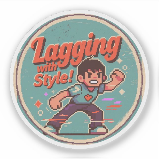 Funny Retro Gaming Design - Mit Stil hinterherhink Aufkleber (Vorderseite)