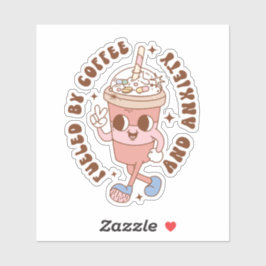 Funny Retro gespeist von Kaffee und Angst Aufkleber