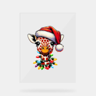 Funny Retro Giraffe Lover Weihnachtsbaum Acrylschild