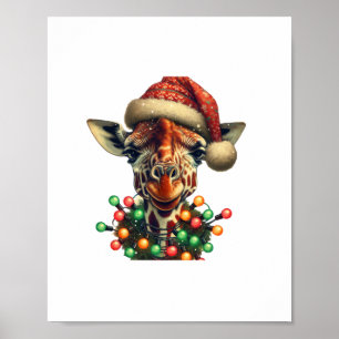 Funny Retro Giraffe Lover Weihnachtsbaum Poster
