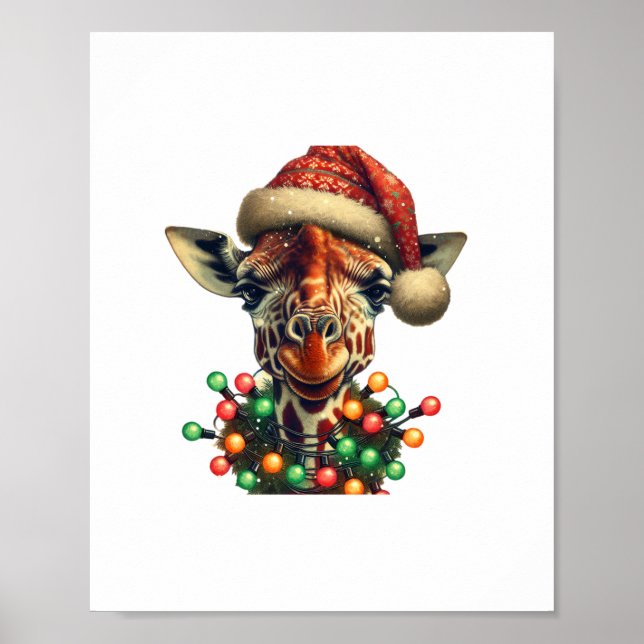 Funny Retro Giraffe Lover Weihnachtsbaum Poster (Vorne)