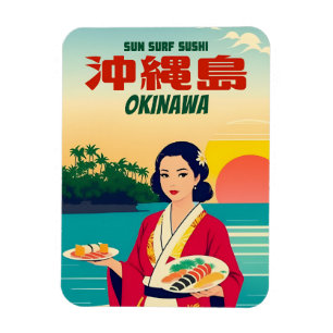 Funny Retro Graphic Okinawa Japan Sushi Spaß Magnet