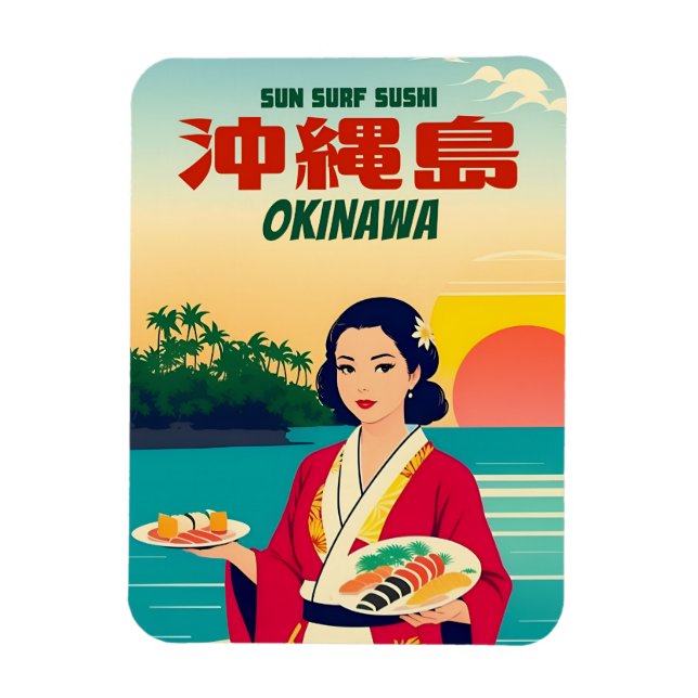 Funny Retro Graphic Okinawa Japan Sushi Spaß Magnet (Vertikal)