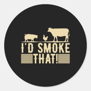 Funny Retro Grillen Party Smoker Koch Vater Gesche Runder Aufkleber