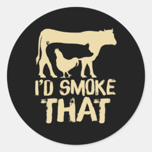 Funny Retro Grillen Party Smoker Koch Vater Gesche Runder Aufkleber