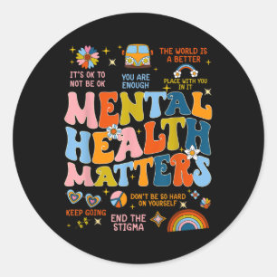 Funny Retro Groovy Colorful Mental Health S Awaren Runder Aufkleber