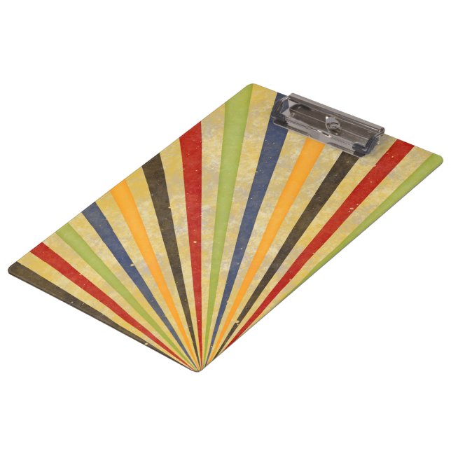 Funny Retro Grunge Rays + Ihre Idee Klemmbrett (Schrägansicht)