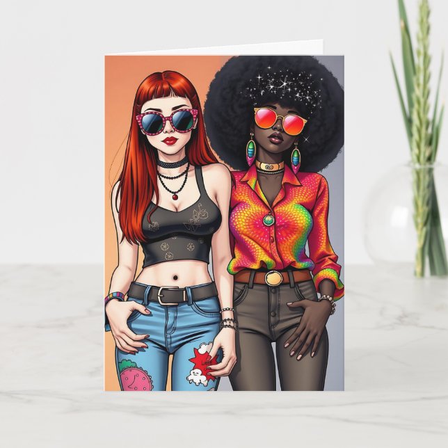 Funny Retro Happy Birthday Karte (Vorderseite)