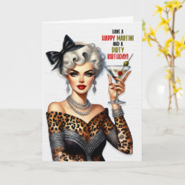 Funny Retro Happy Martini Dirty Birthday Karte