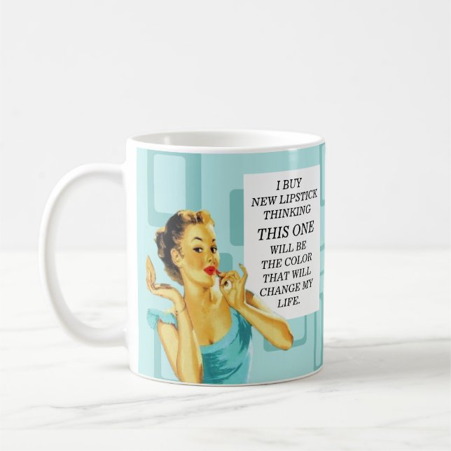Funny Retro Hausfrau Lipstick Kaffeetasse (Links)