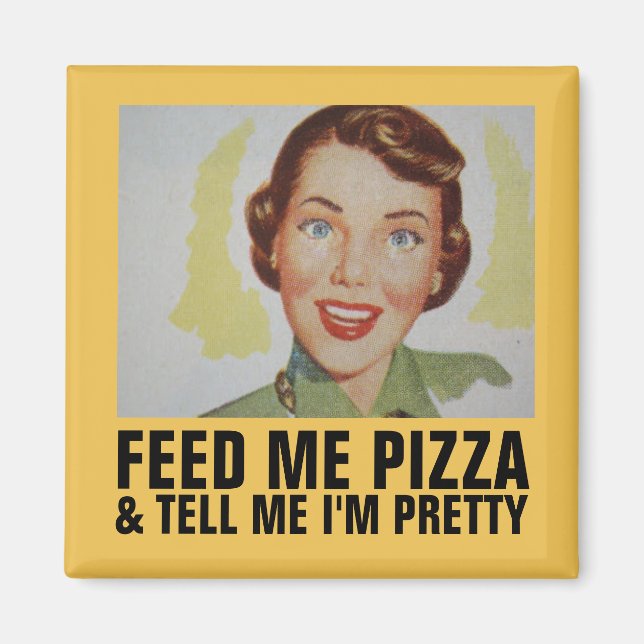 Funny Retro Hausfrau Magnete, Pizza Magnet (Vorne)