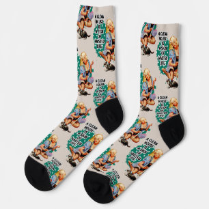 Funny Retro Hausfrau Pi-up Girl Art Socken