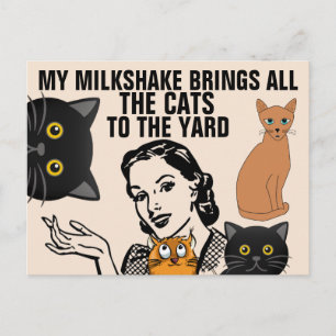 FUNNY RETRO HOUSEWIFIFF CAT LOVER POSTCARDS POSTKARTE