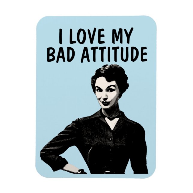FUNNY RETRO HOUSEWIFIFF LIEBE BAD ATTITUDE MAGNET (Vertikal)