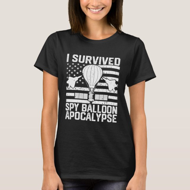 Funny Retro I Survived Chinese Spy Balloon Apocaly T-Shirt (Vorderseite)