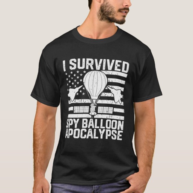 Funny Retro I Survived Chinese Spy Balloon Apocaly T-Shirt (Vorderseite)