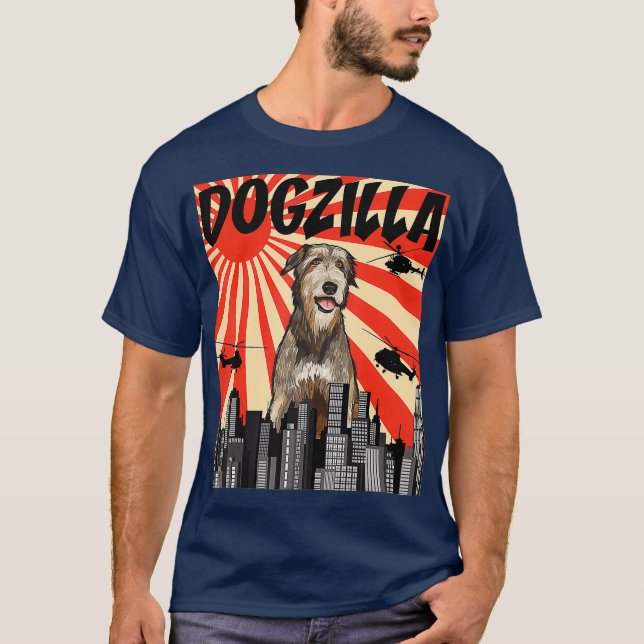 Funny Retro Japanese Dogzilla Irish Wolfhound T-Shirt (Vorderseite)