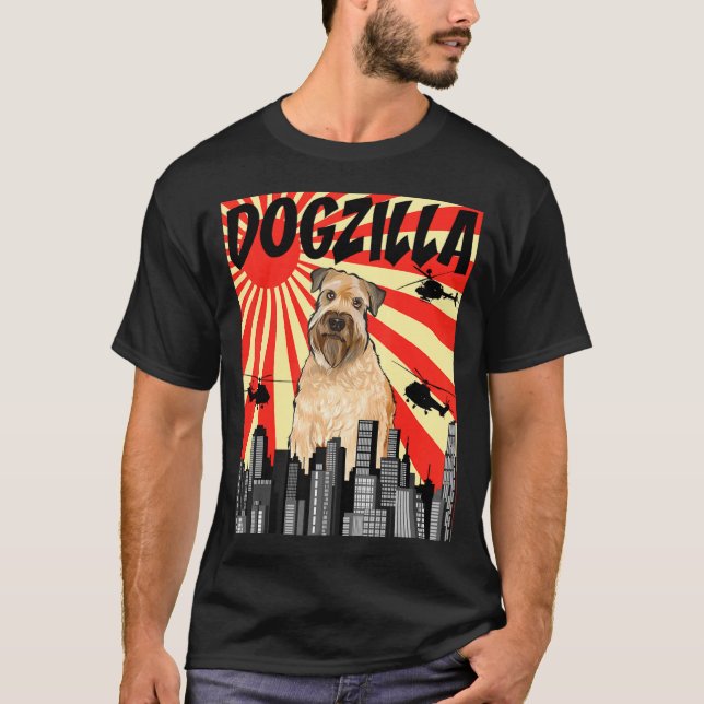 Funny Retro Japanese Dogzilla Soft Coated Wheaten  T-Shirt (Vorderseite)