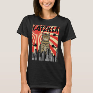 Funny Retro Japanischer Catzilla Exotic Kurzhaarka T-Shirt