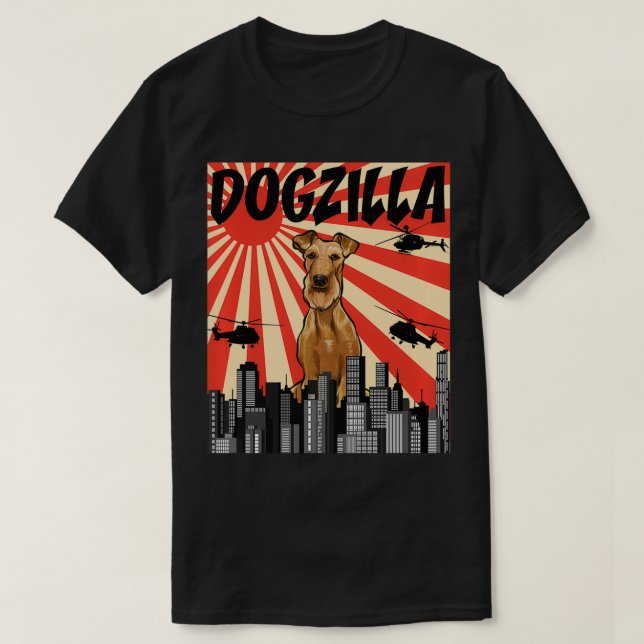 Funny Retro Japanischer Dogzilla Irish Terrier Pul T-Shirt (Design vorne)
