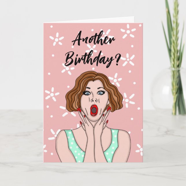 Funny Retro Lady Birthday Card Karte (Vorderseite)