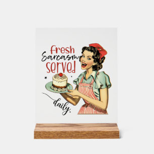 Funny Retro Lady Wortart Acrylschild