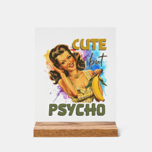 Funny Retro Lady Wortart Acrylschild