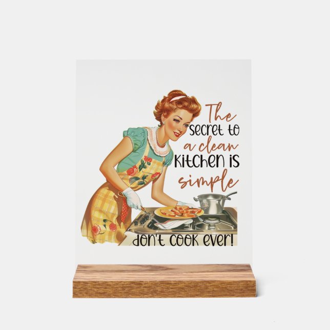 Funny Retro Lady Wortart Acrylschild (Vorderseite)