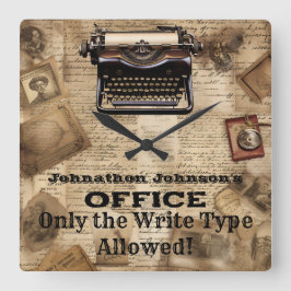 Funny Retro Man Cave Vintage Schreibmaschinenuhr Quadratische Wanduhr