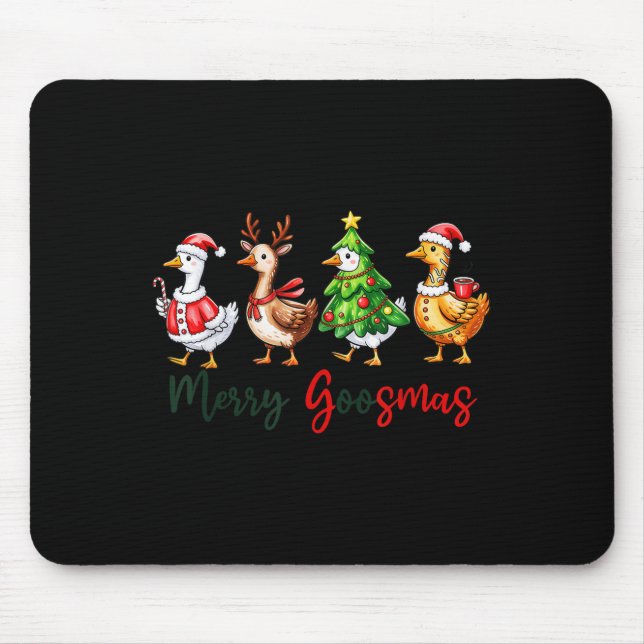 Funny Retro Merry Goosemas Christmas Albern Gans X Mousepad (Vorne)
