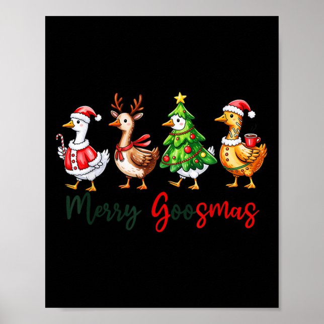 Funny Retro Merry Goosemas Christmas Albern Gans X Poster (Vorne)