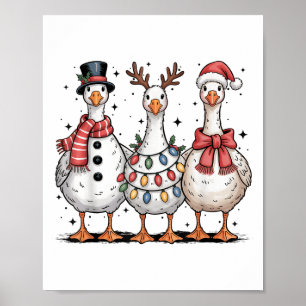 Funny Retro Merry Goosemas Christmas Albern Gans X Poster