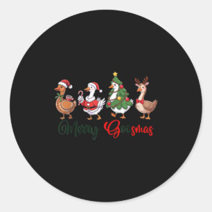 Funny Retro Merry Goosemas Christmas Albern Gans X Runder Aufkleber