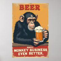 Funny Retro Monkey Bierkunst - macht Affen Busines