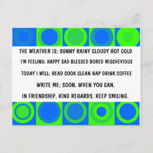FUNNY RETRO MULTIPLE CHOICE POSTCARD POSTKARTE