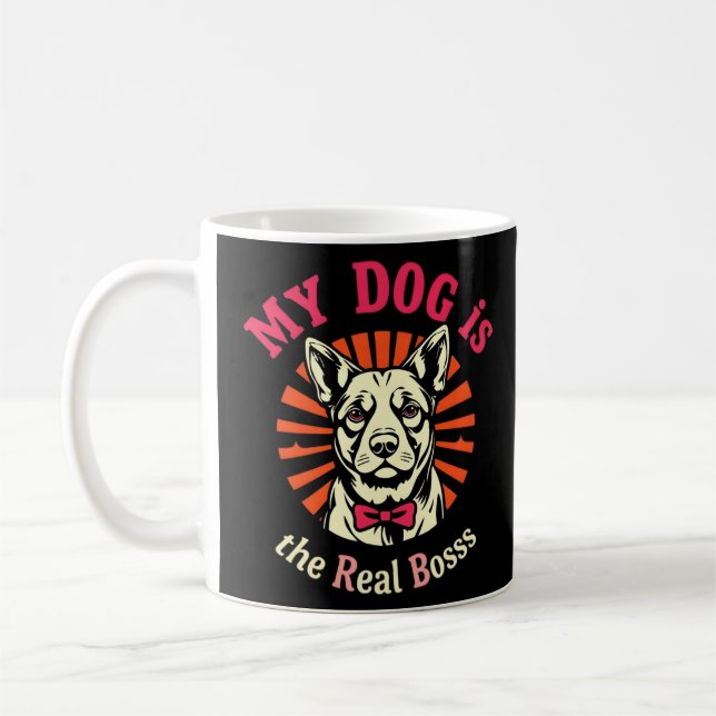 Funny Retro 'My Dog is the Real Boss' Kaffeetasse (Links)