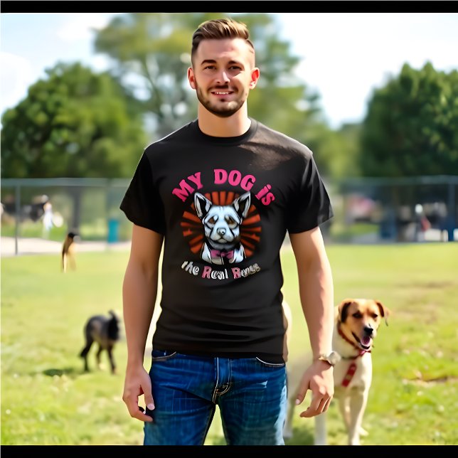 Funny Retro 'My Dog is the Real Boss' T-Shirt (Funny Retro T-Shirt "My Dog Is The Real BOSS")