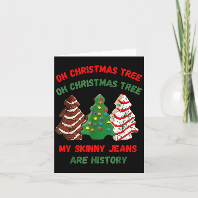 Funny Retro Oh Christmas Tree My Skinny Jeans Are  Karte (Vorderseite)