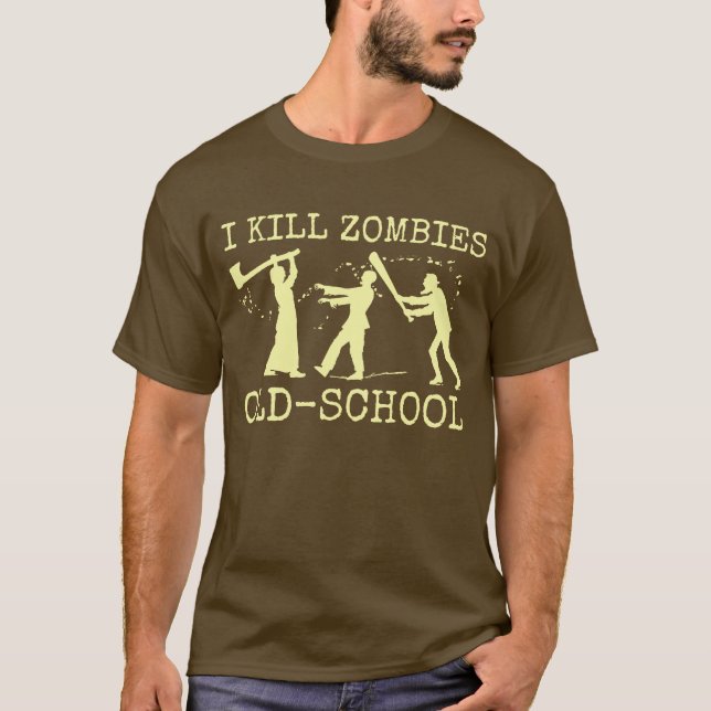 Funny Retro Old School Zombie Killer Hunter T-Shirt (Vorderseite)