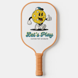 Funny Retro Pickleball Cartoon Mascot Personalisie Pickleball Schläger