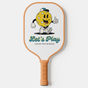 Funny Retro Pickleball Cartoon Mascot Personalisie Schläger