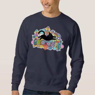 Funny Retro Pilze Groovin Blume Schwarze Katze Sweatshirt