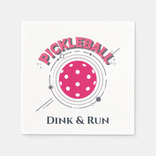 Funny Retro Pink Dink & Run Pickleball Serviette