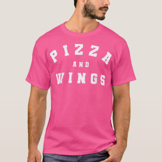 Funny Retro Pizza & Wings Varsity College Style Bu T-Shirt