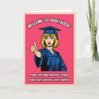 Funny Retro Pop Art College Graduation Humor Karte